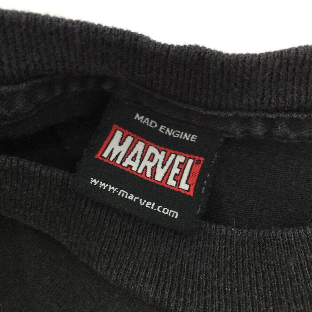 Vintage Marvel Mad Engine Superhero Logi Short Sleeve T-Shirt Medium Youth Black - Picture 3 of 5